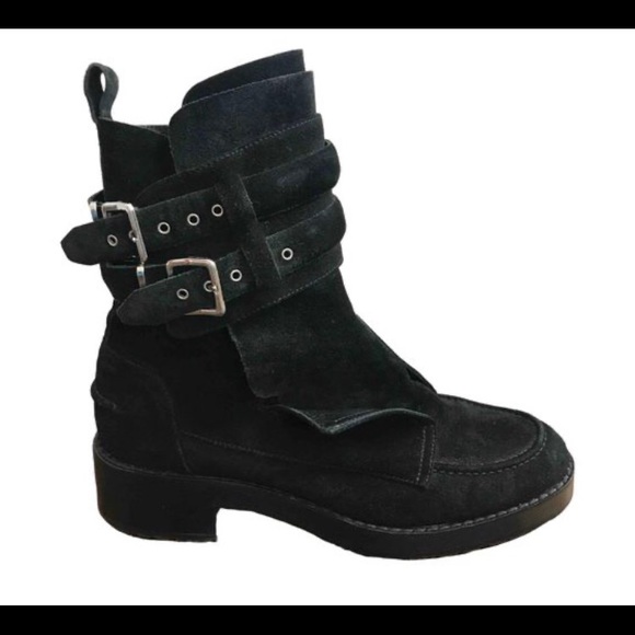 Balenciaga Black Suede Buckled Boot Size 40 - Picture 1 of 4